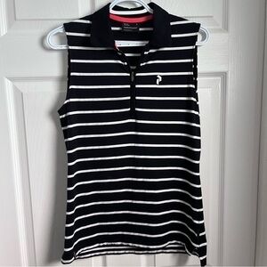 3/25$💥 Peak Performance tank top black white striped women sport medium shirt
